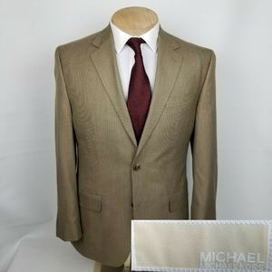 Michael Kors Mens Sport Coat 40R Tan Microcheck